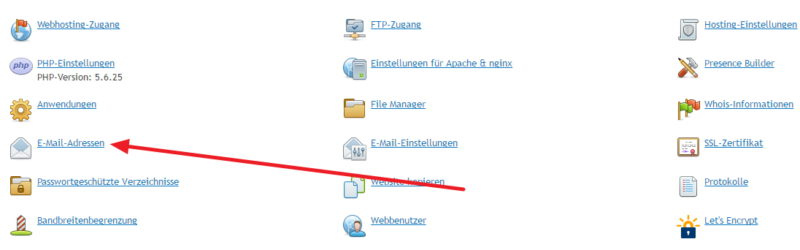 Eigene Mail Adresse in Plesk erstellen